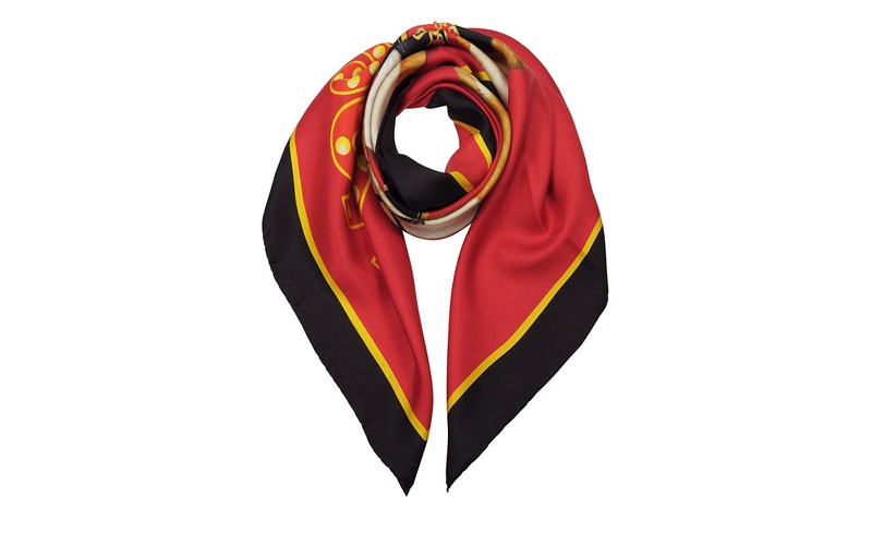 Moschino Circus Teddy Bear Twill Silk Square Scarf