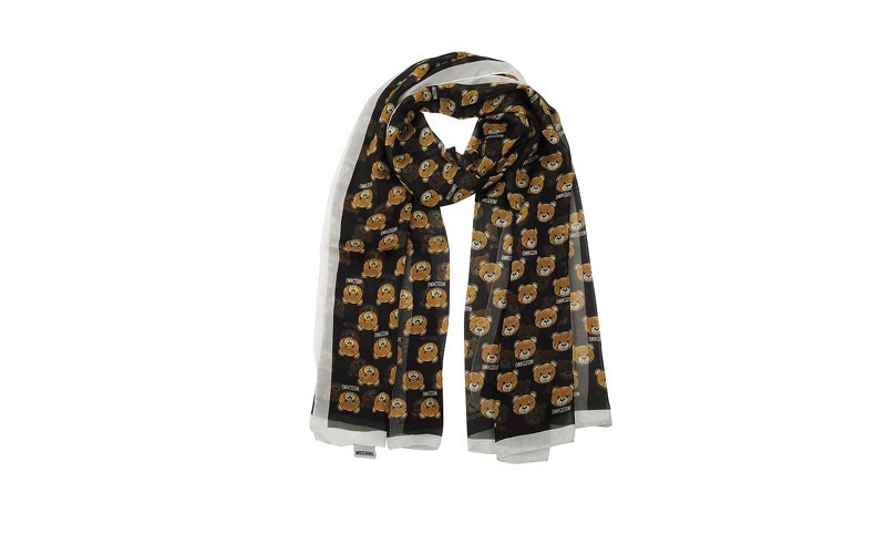 Moschino All-over Teddy Bear Printed Mussoline Silk Stole