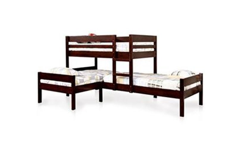 Inside Out Homes Kalan Transitional 3Tier Bunk Bed Twin Espresso