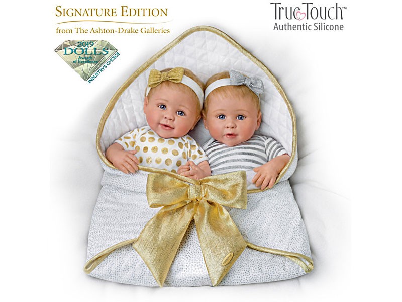 TrueTouch Silicone Twin Baby Dolls With Custom Bunting