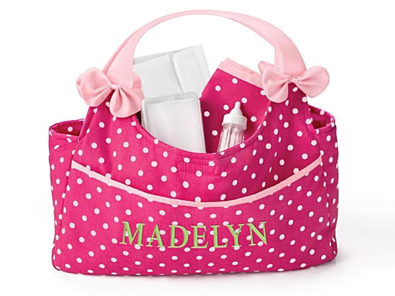 Baby Doll Diaper Bag With Embroidered Name And Accessories