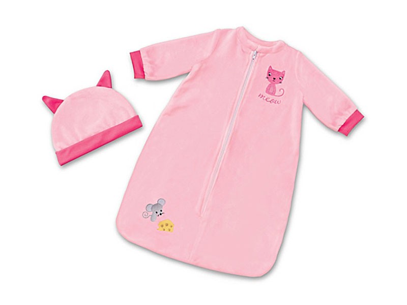 Cat & Mouse Sleep Sack And Cap For Baby Dolls 17